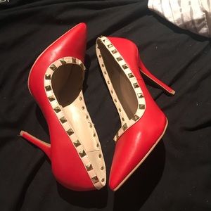 Red stud heels